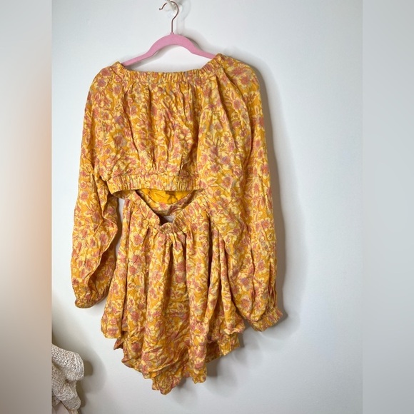 Free people Jael Cutout Mini Dress Golden Combo Size Small - Picture 10 of 10